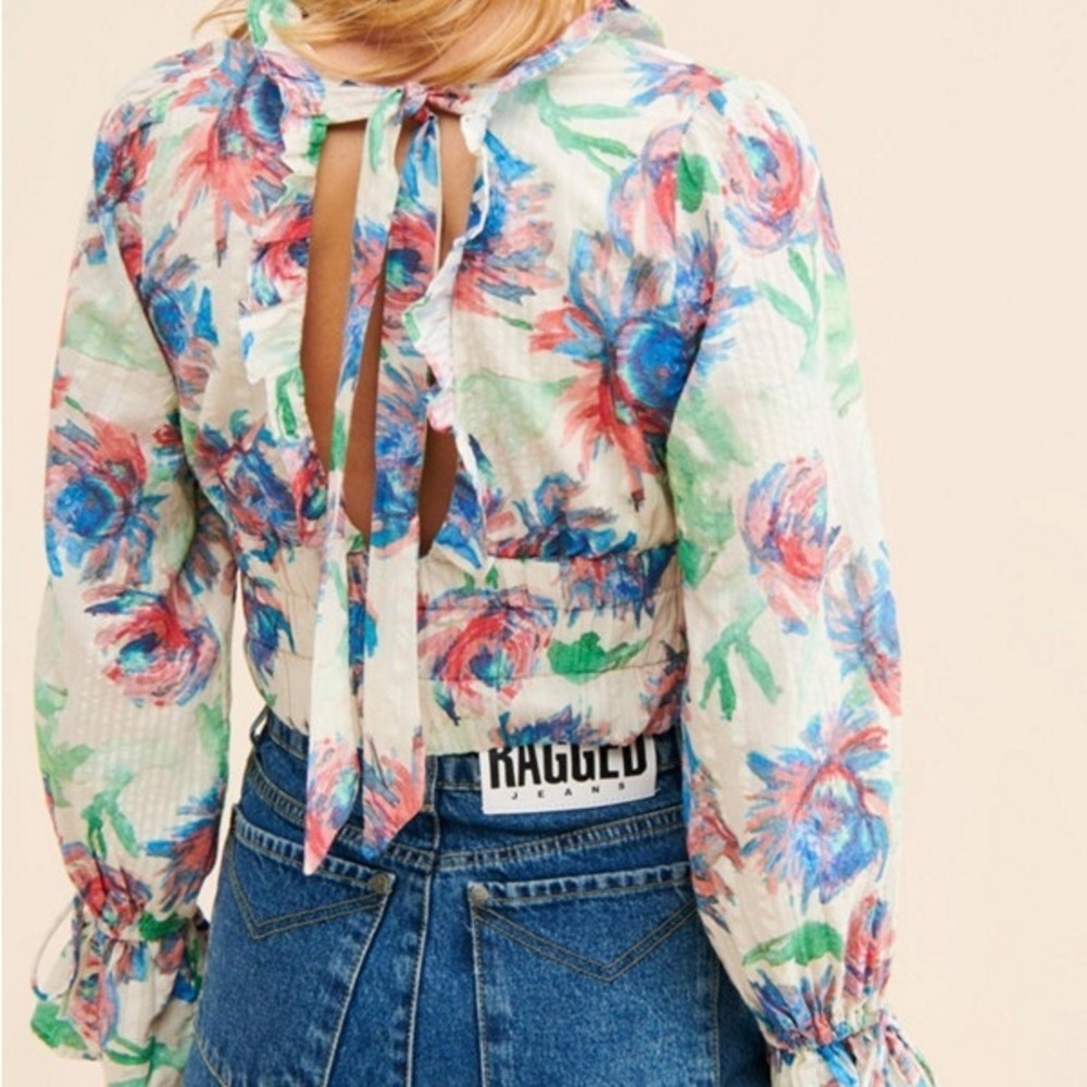 Anthropologie Floral Banded Blouse Size XS - Picture 2 of 15